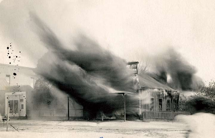 Fire destroyed C.S. Fly's Tombstone photography studio and its contents in 1912. Lost in the blaze were many of Fly's negatives. This photograph, made in the heat of the moment by Molly Fly, is the only known image of the tragedy.