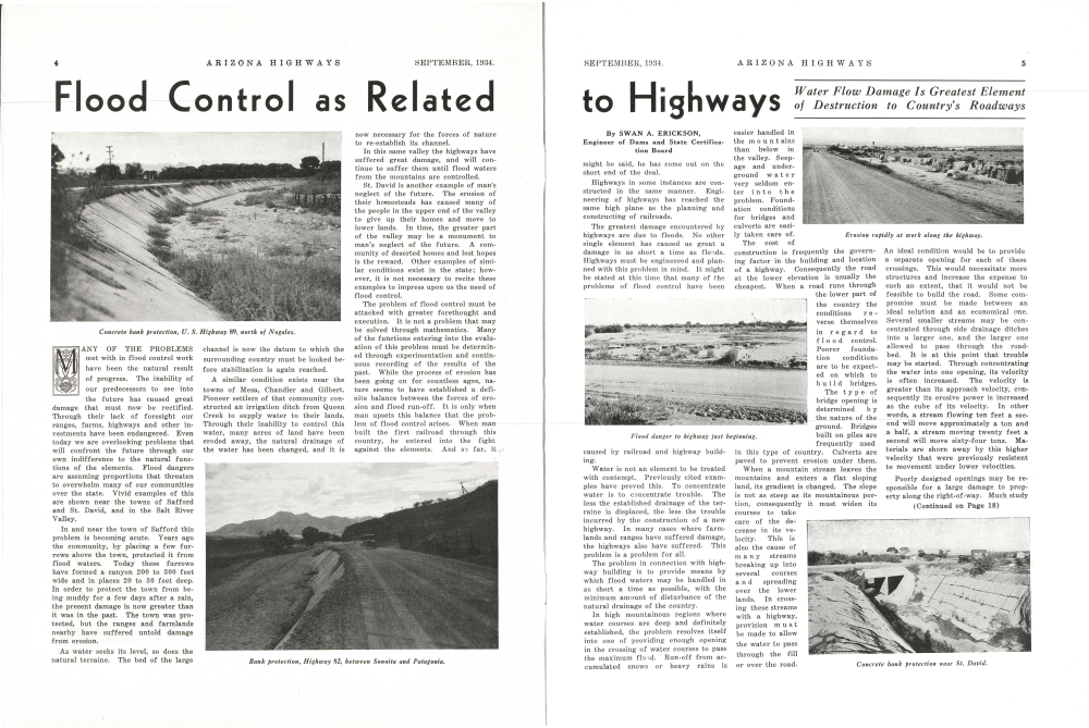 Concrete bank protection, U. S. Highway 89, north of Nogales.