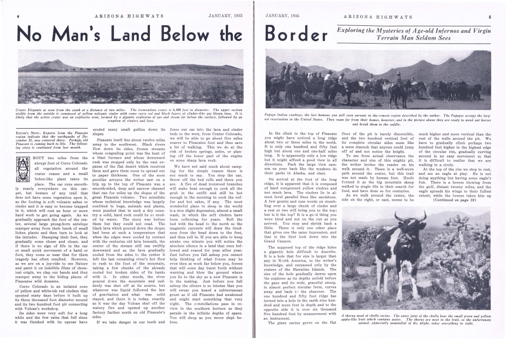 Crater Elegante as seen from the south at a distance of two miles.