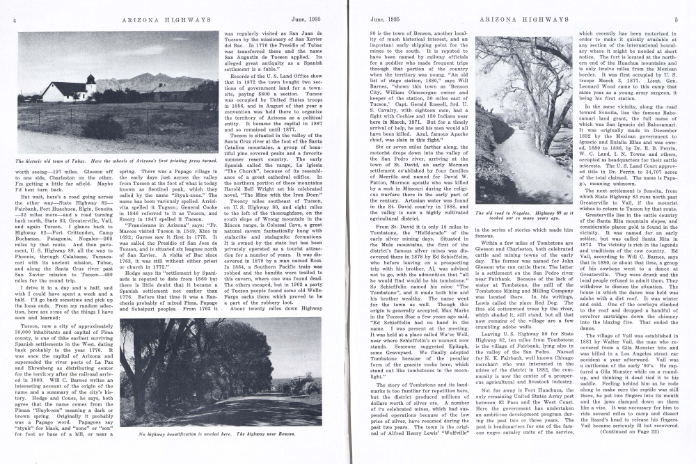 The historic old town of Tubac. Here the wheels of Arizona's first printing press turned.