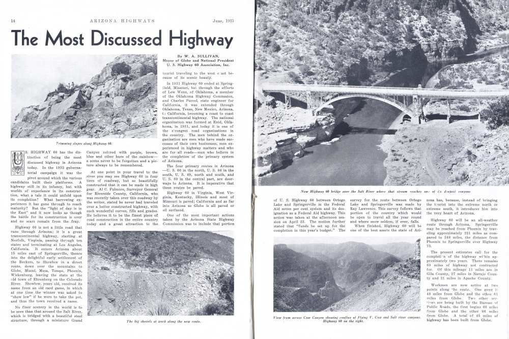 Trimming slopes along Highway 60.