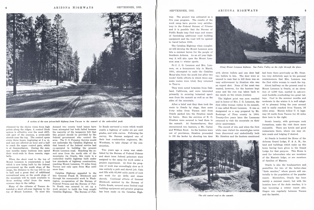 A section of the new prison-built highway from Tucson to the summit of the unheralded peak.