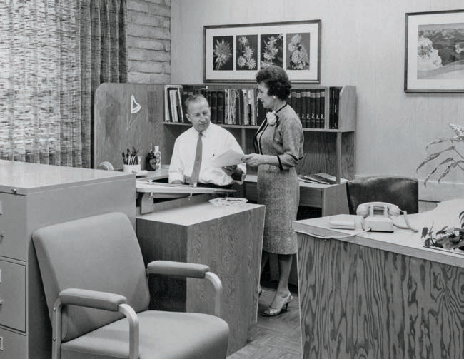 George Avey and an editorial secretary