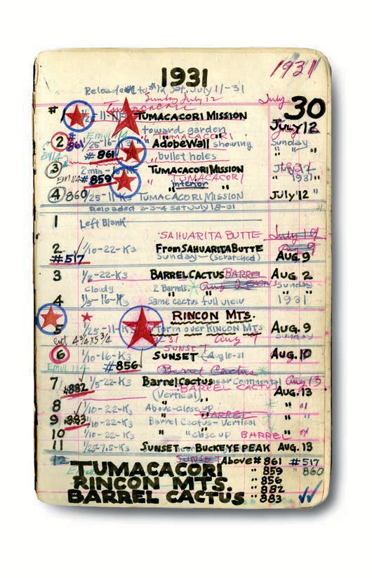 One of Wallace’s meticulous logbook pages details his activities in the summer of 1931. ARIZONA HISTORICAL SOCIETY
