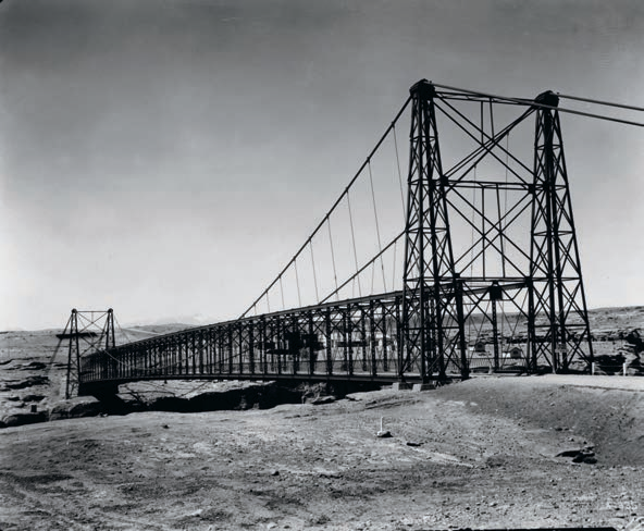Among the landmarks Wallace photographed was the Cameron Suspension Bridge, now listed on the National Register of Historic Places. ARIZONA HISTORICAL SOCIETY