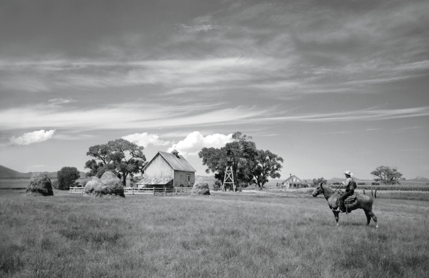 This barn, windmill and farmhouse were constructed for the filming of Oklahoma! in the San Rafael Valley. The Santa Cruz River runs past the site.