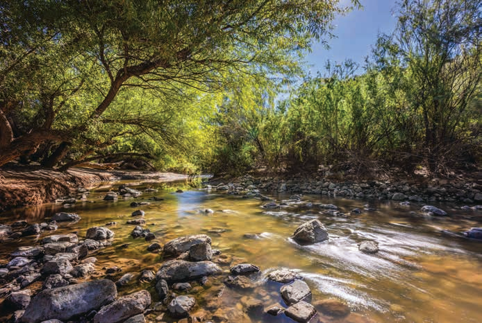 The Gila River flows over rocks at the Shores Recreation Site, near Winkelman.