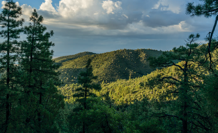 The 10-mile round-trip hike offers long views to the southwest and west.