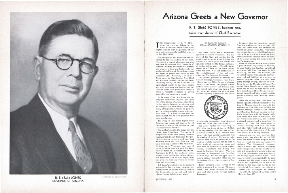 R. T. (Bob) JONES
GOVERNOR OF ARIZONA