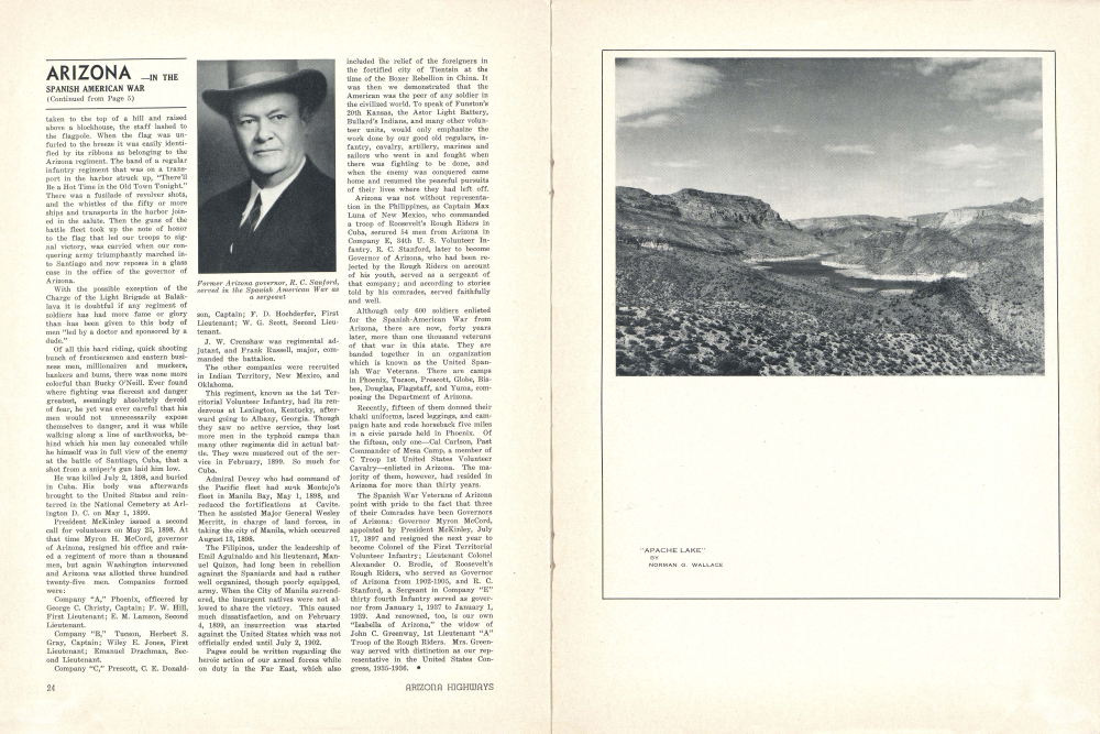 Former Arizona governor, R. C. Sanford, served in the Spanish American War as a sergeant