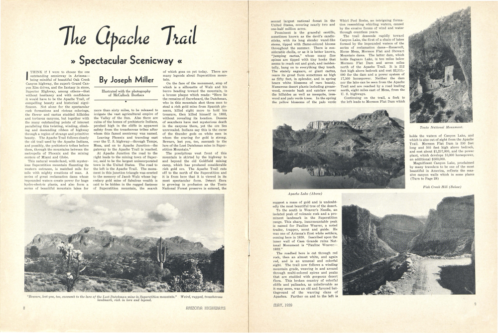 "Beware, lest you, too, succumb to the lure of the Lost Dutchman mine in Superstition mountain." Weird, rugged, treacherous landmark, rich in lore and legend.