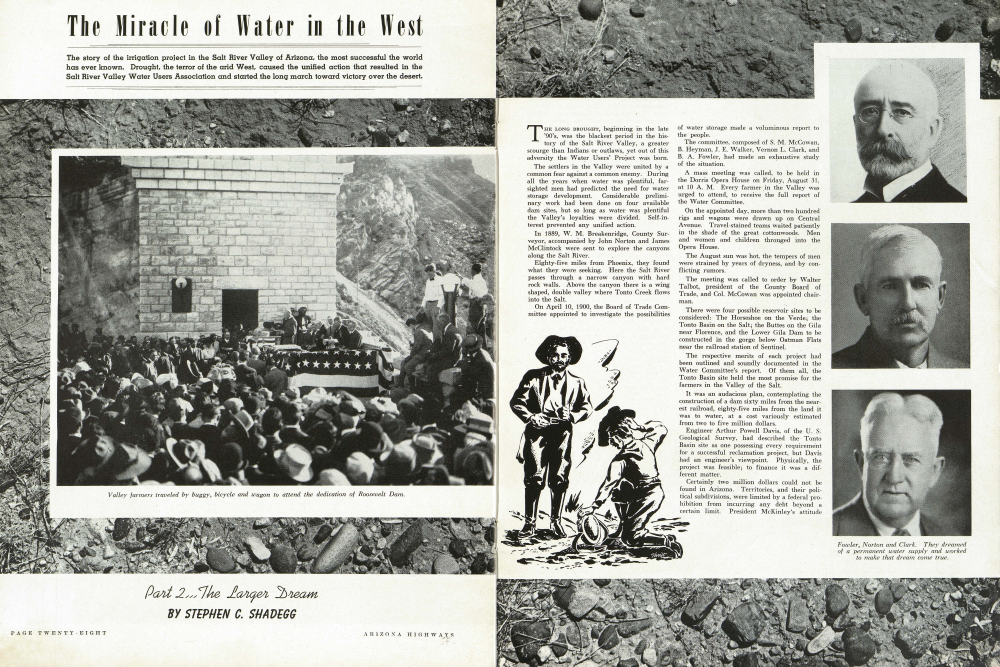 Valley farmers traveled by buggy, bicycle and wagon to attend the dedication of Roosevelt Dam.