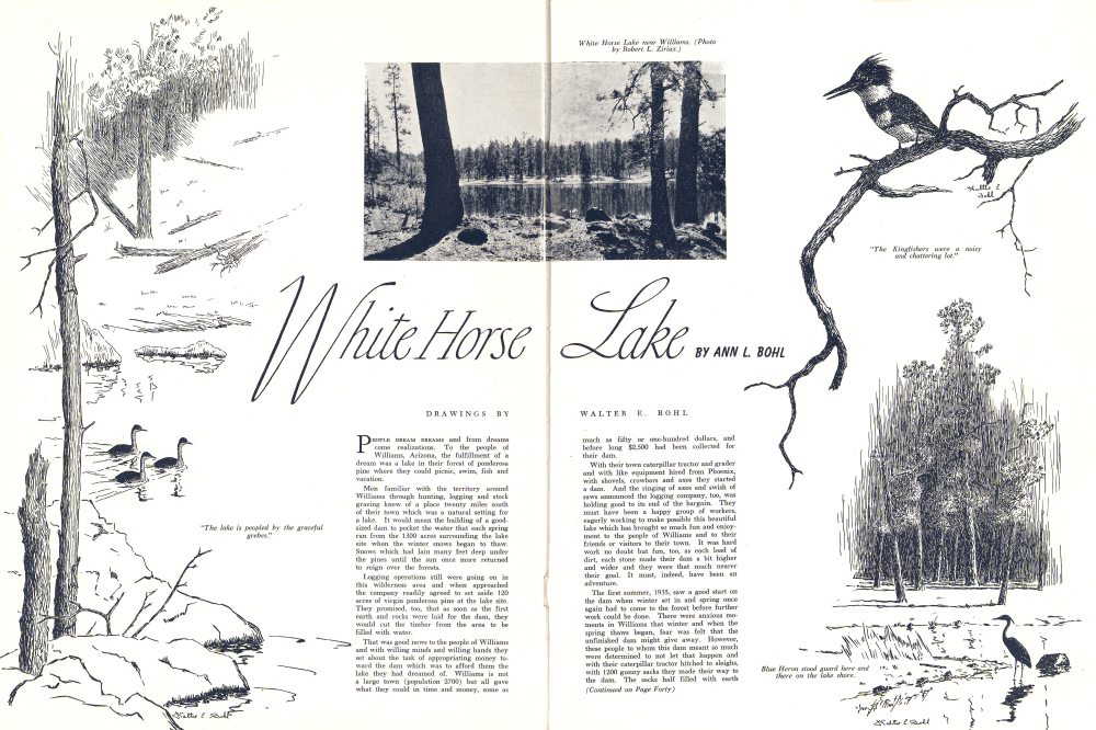 "The lake is peopled by the graceful grebes."