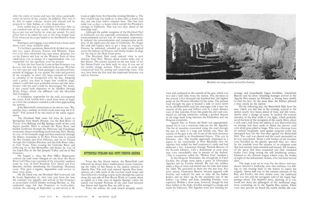 BUTTERFIELD OVERLAND MAIL ROUTE THROUGH ARIZONA
