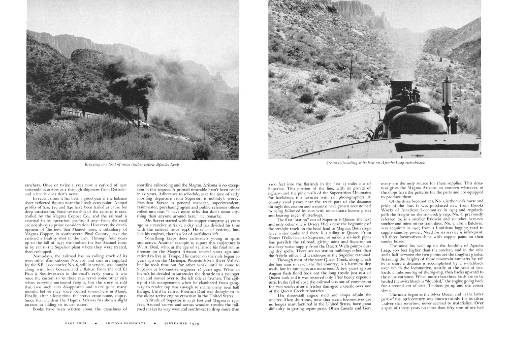Bringing in a load of mine timber below Apache Leap