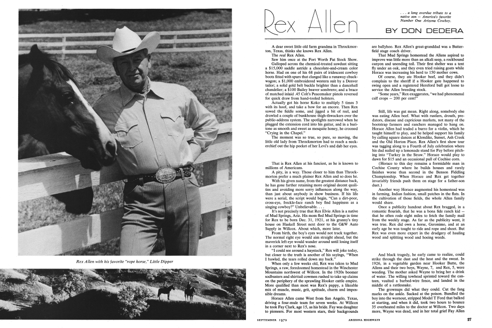 Rex Allen with his favorite “rope horse,” Little Dipper
