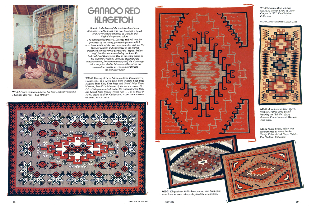Grace Henderson Nez at her loom, patiently weaving a Ganado Red rug.