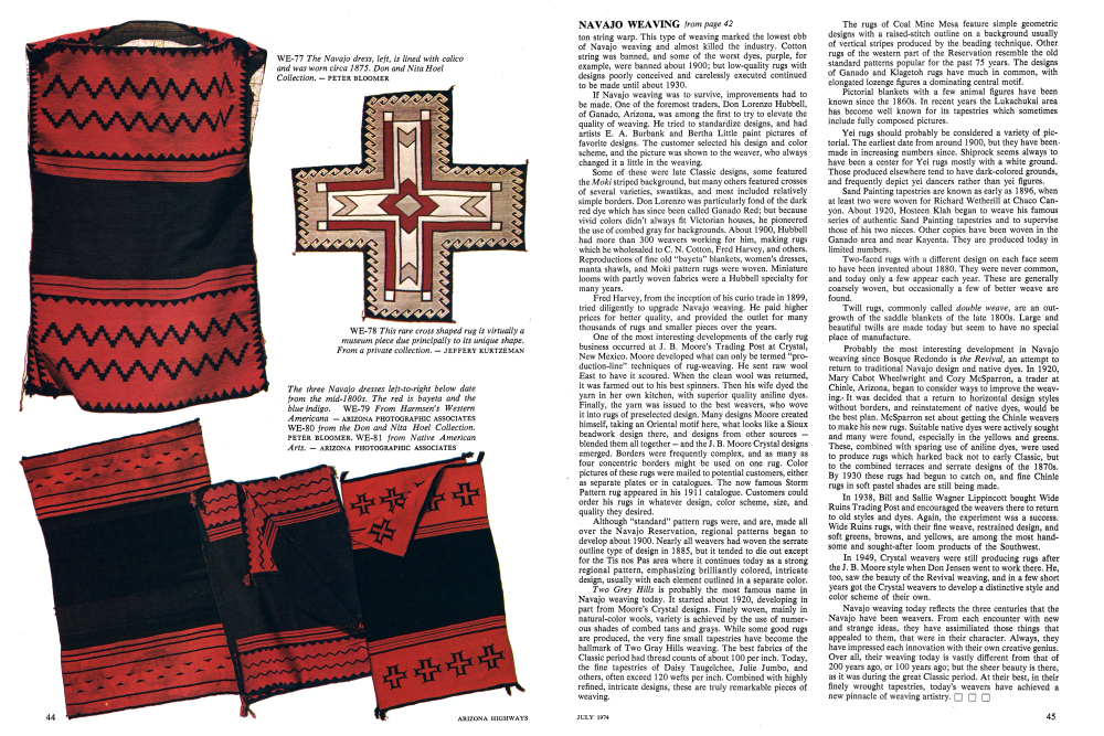 The Navajo dress, left, is lined with calico and was worn circa 1875.