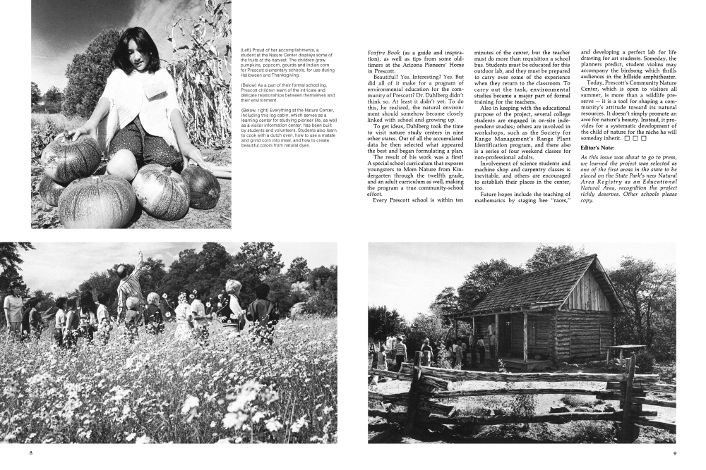 Proud of her accomplishments, a student at the Nature Center displays some of the fruits of the harvest.