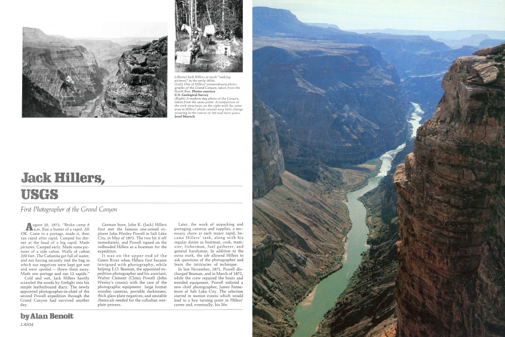 One of Hillers' extraordinary photographs of the Grand Canyon, taken from the North Rim.