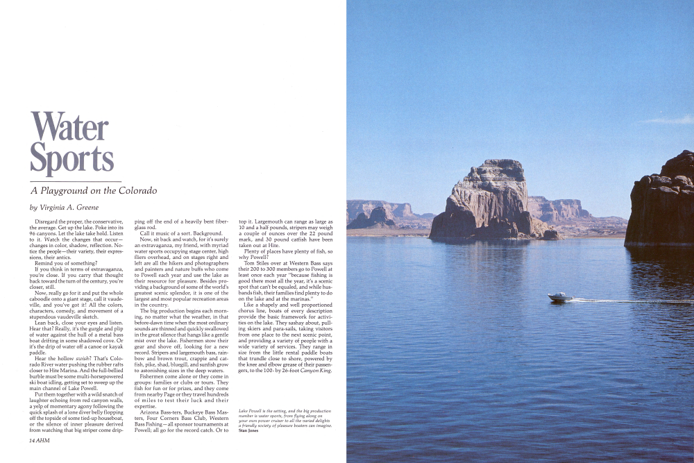 Lake Powell is the setting, and the big production number is water sports, from flying along on your own power cruiser to all the varied delights a friendly society of pleasure boaters can imagine.