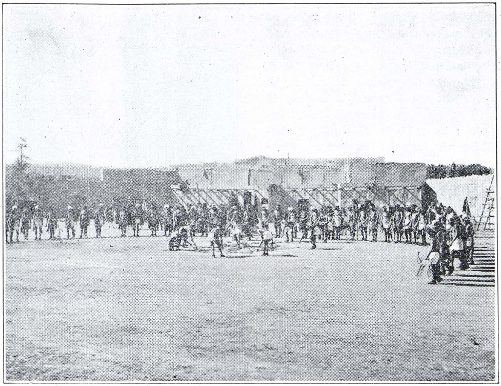 The white man's duplication of the Hopi rites as presented each year in Prescott in the Smoki Dances.