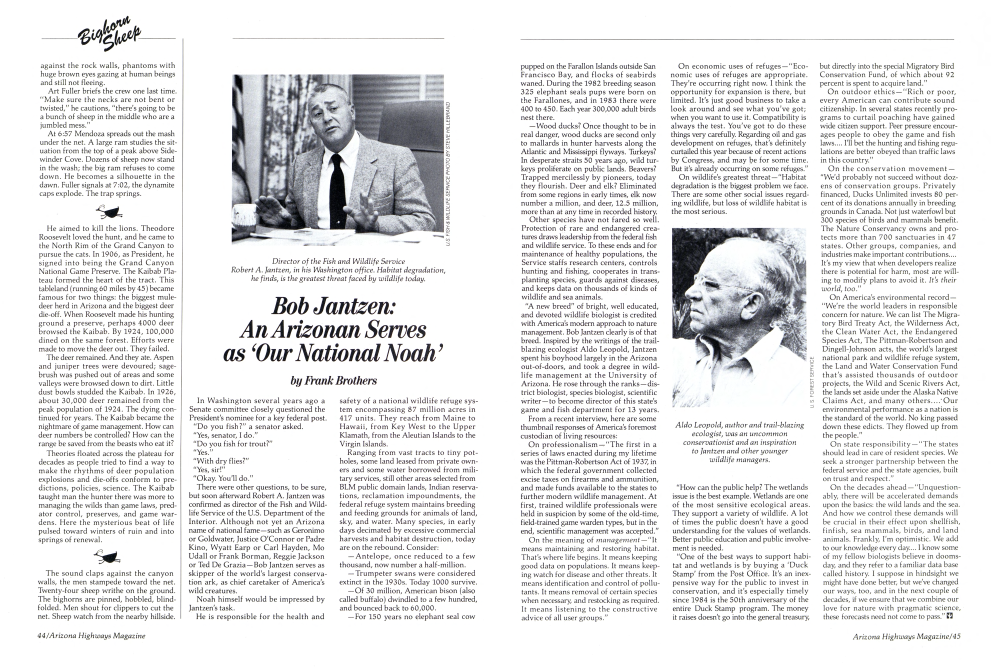 Director of the Fish and Wildlife Service
Robert A. Jantzen, in his Washington office. Habitat degradation,
he finds, is the greatest threat faced by wildlife today.