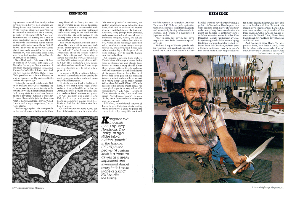 Kangaroo folding knife (LEFT) by Larry Hendricks.