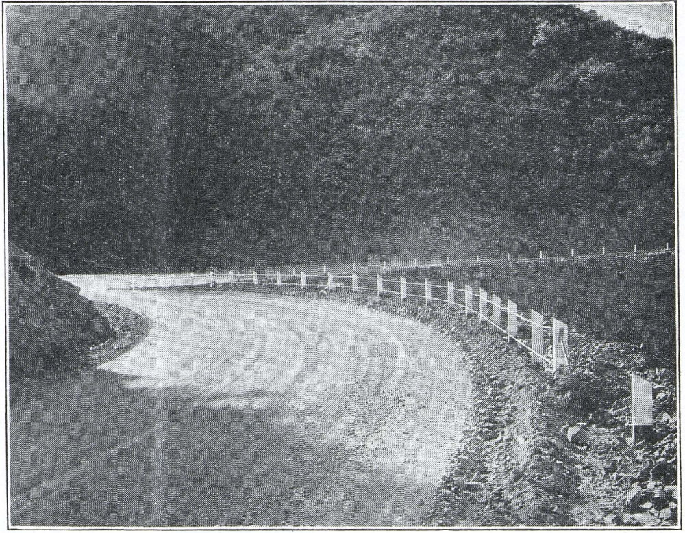 Sloping of bank on this corner increased visability, giving full view of curve, thus increasing safety and speed.