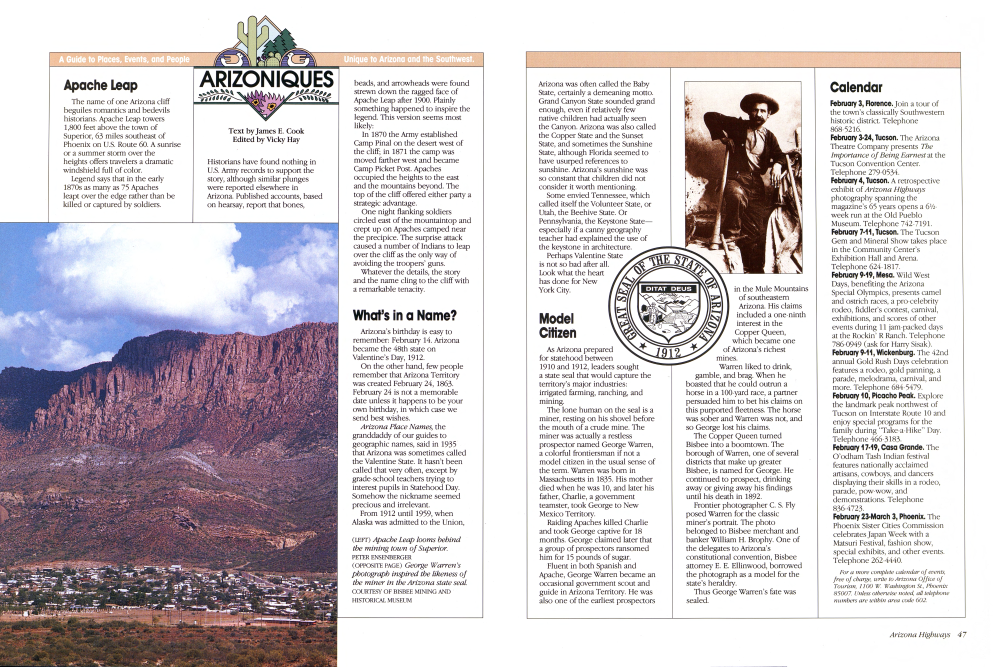 Apache Leap looms behind the mining town of Superior.