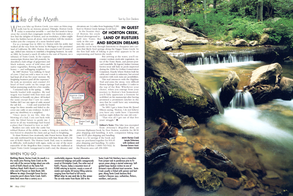 Horton Creek tempts fishermen with rainbows and German brown trout.