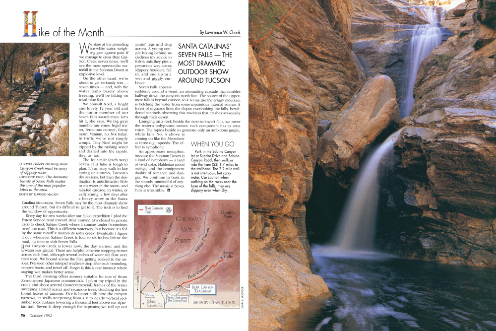 Hikers crossing Bear Canyon Creek must be wary of slippery rocks.