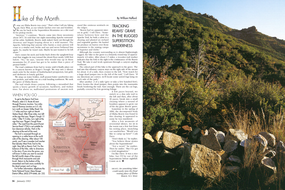 An unwitting hiker could easily miss the final resting place of Elisha Reavis.