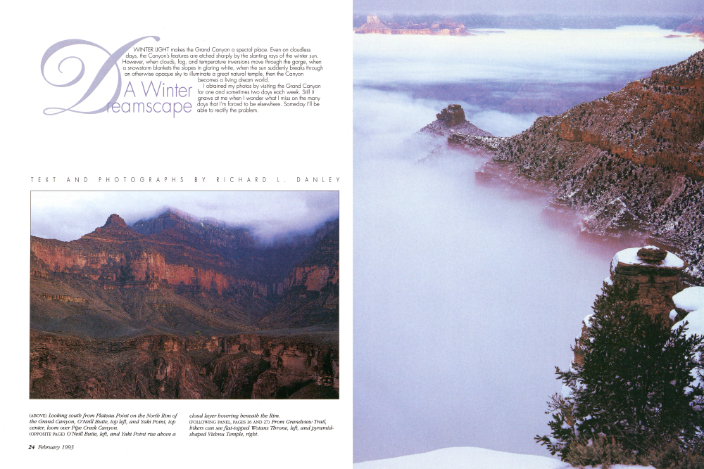 Looking south from Plateau Point on the North Rim of the Grand Canyon, O'Neill Butte, and Yaki Point, loom over Pipe Creek Canyon.