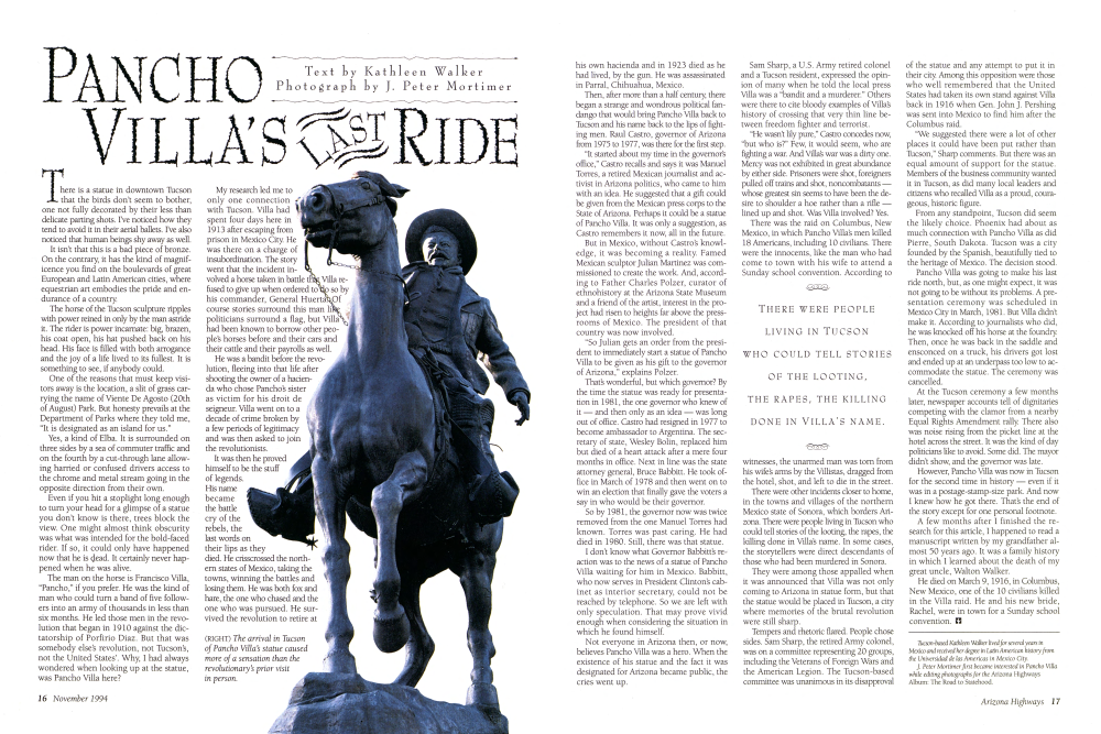 The arrival in Tucson of Pancho Villa's statue caused more of a sensation than the revolutionary's prior visit in person.