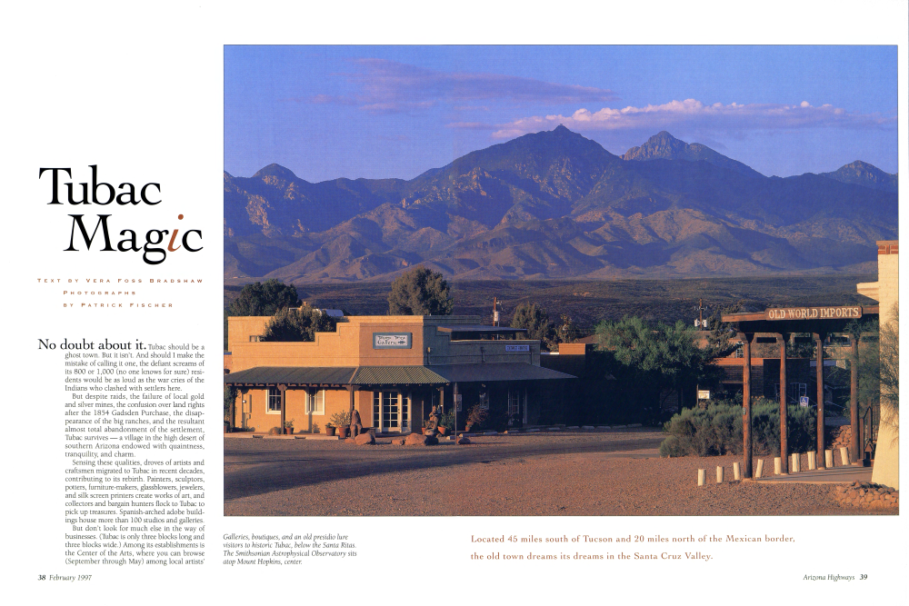 Galleries, boutiques, and an old presidio lure visitors to historic Tubac, below the Santa Ritas.