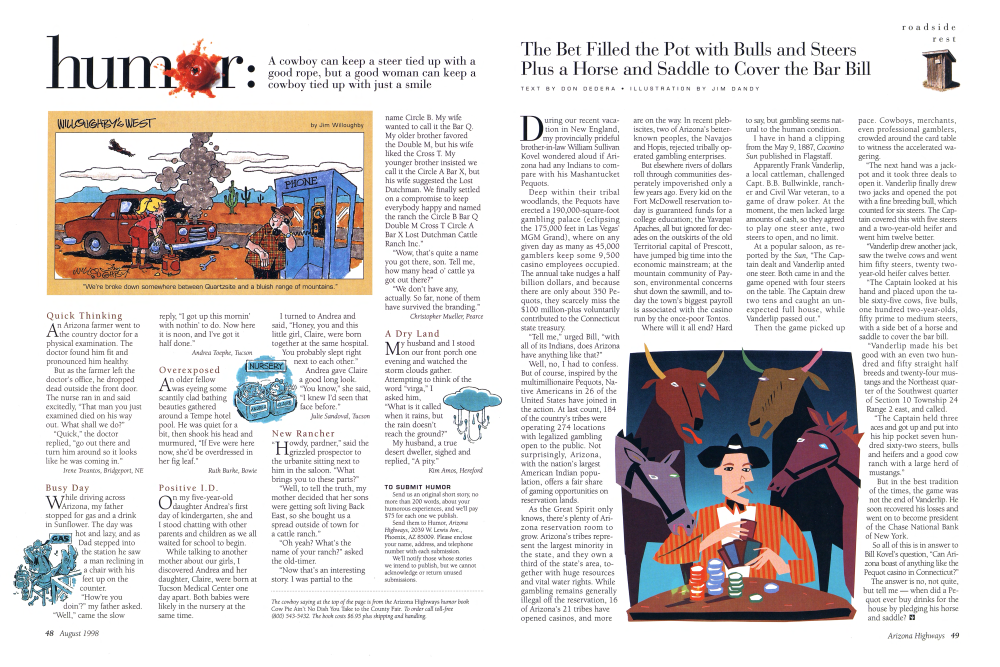 "We're broke down somewhere between Quartzsite and a bluish range of mountains."