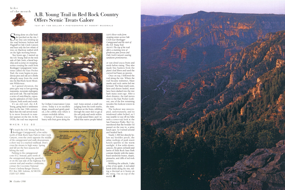River rocks form stepping-stones across Oak Creek near Bootlegger Campground and the start of the A.B. Young Trail.