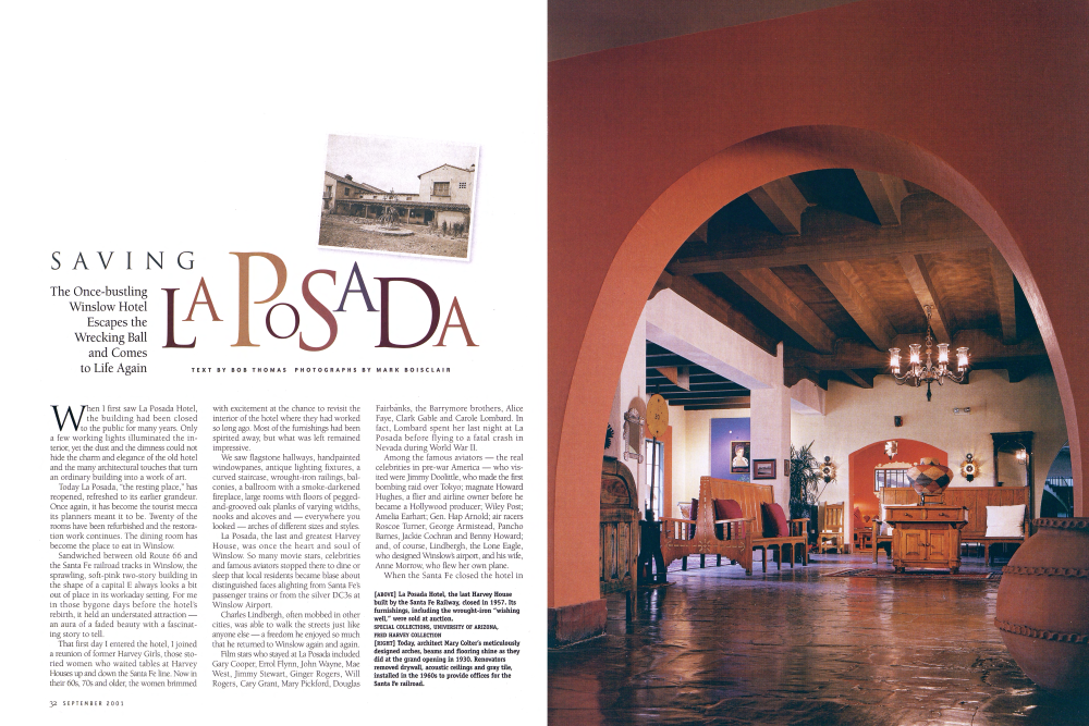 La Posada Hotel, the last Harvey House built by the Santa Fe Railway, closed in 1957. Its furnishings, including the wrought-iron "wishing well," were sold at auction.