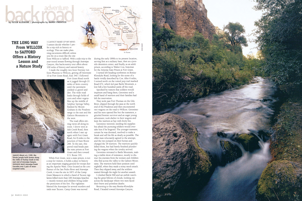 About A.D. 1300, the Salado people built homes along the cliffs of Turkey Creek at the east end of Aravaipa Canyon.