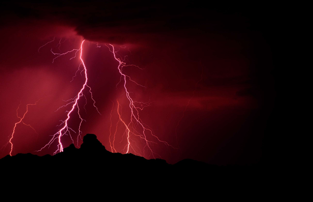 Summer lightning over Red Mountain in Scottsdale.