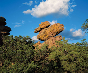 The "Duck on a Rock" formation teeters above a sea of green.