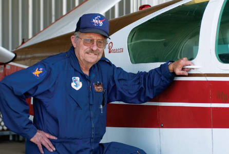 Still able to pass his physical examinations at 77, Brooks would rather fly his single-engine Bonanza than drive in a car.