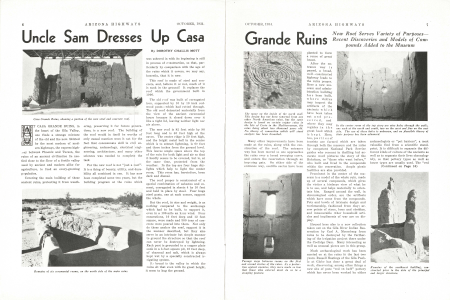 Casa Grande Ruins, showing a portion of the new steel and concrete roof.