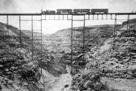 A Santa Fe train crossing at Canyon Diablo