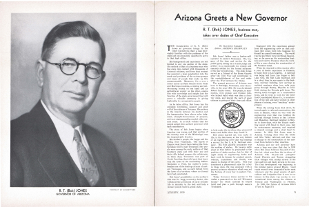 R. T. (Bob) JONES
GOVERNOR OF ARIZONA