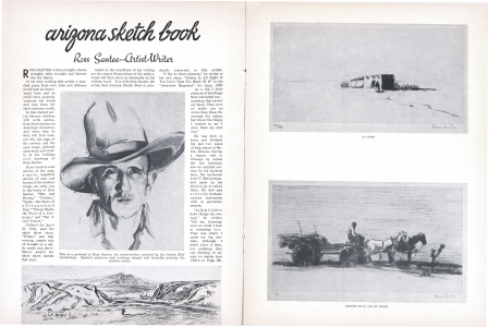 This is a portrait of Ross Santee, the artist-writer, painted by his friend, Rolf Armstrong. Santee's pictures and writings simply and honestly portray the western scene.
