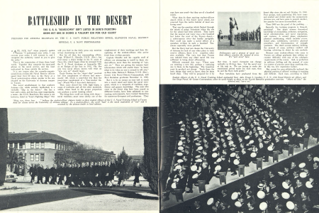 "Hutt, two, three, four ..." bellows the student-officer platoon leader as these student officers of the U. S. Naval Training School at Tucson head for classes across the University of Arizona campus. To a student-officer, the word "hutt' is the naval equivalent of "one" and is accented by the platoon leader to lend cadence.