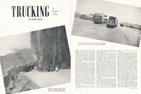 Fleets of oil tankers haul fuel from the Pacific Cost oil fields to Arizona communities, air fields, military establishments and war plants.