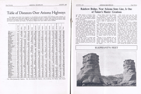 Table of Distances As Shown Over Arizona Highways